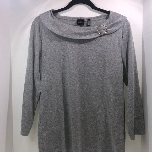 Rafaella Sweaters - Rafaella Women s Silver Heather 3/4 Sleeve Cotton Blend Scoop Neck Sweater L